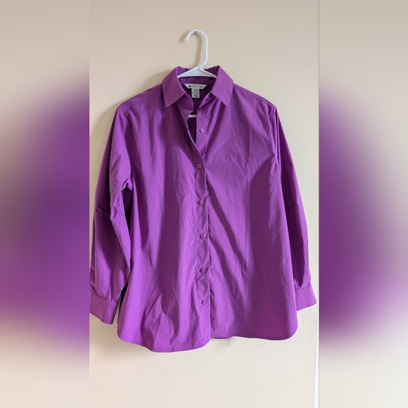 Athleta Oversized Poplin Shirt Purple, Size XXS - Picture 3 of 8